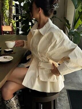 Women’s Cream Belted Trench Jacket